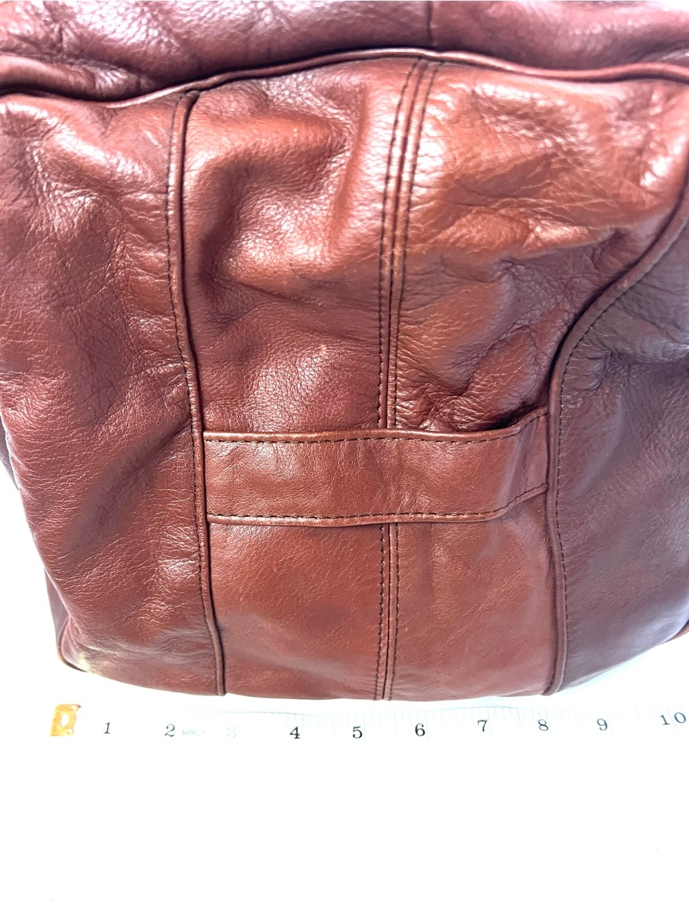 Vintage Carroll Leather Patchwork Duffle Bag Brown Top Grain Leather Weekender - Picture 12 of 13